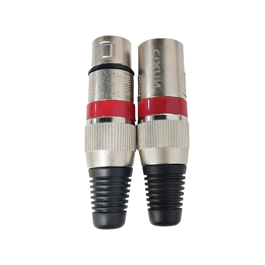 CIXUN XLR Cable connectors Professional Nylon XLR Connectors 1-Pair (Male & Female) Red | 3-Pin Balanced Audio Cable Connector