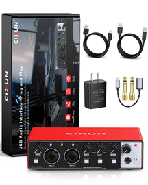 2x2 USB-C Audio Interface for PC/Mac Recording, 24-bit/192kHz, Dual TS/XLR Inputs, +48V Phantom Power, Studio/Podcast/Streaming(Matte Red)