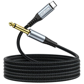 USB Guitar Cable 9.8F, Guitar 1/4 Inch TS to Computer USB C Interface Cable Adapter for Instruments Recording Singing, 32Bit/384Khz Mono Braided Shielding Cable Compatible with USBC Ports