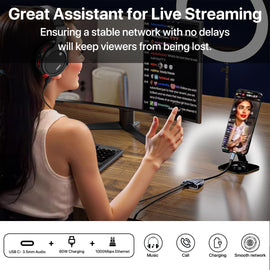 CIXUN USB C to Ethernet Adapter with Charging Port