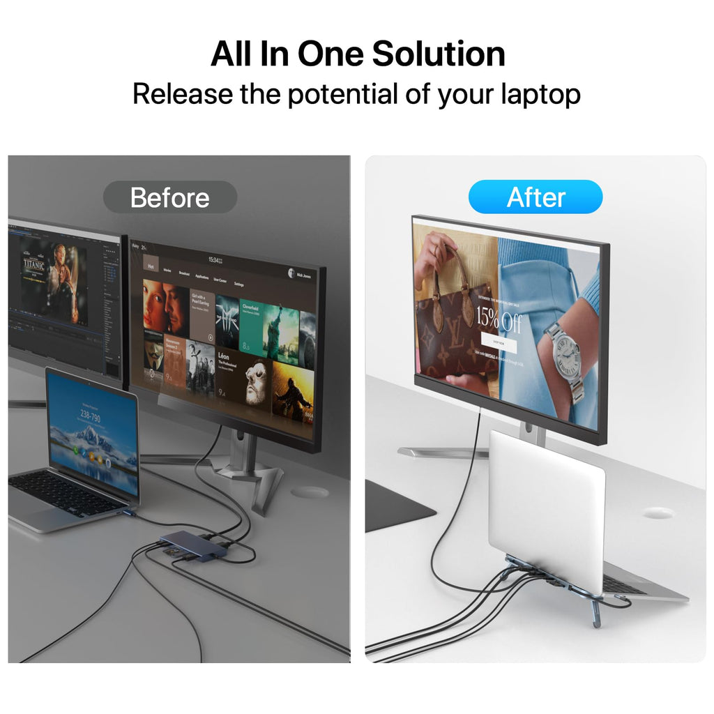 USB C Laptop Docking Station Stand