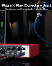 Load image into Gallery viewer, 2x2 USB-C Audio Interface for PC/Mac Recording, 24-bit/192kHz, Dual TS/XLR Inputs, +48V Phantom Power, Studio/Podcast/Streaming(Matte Red)
