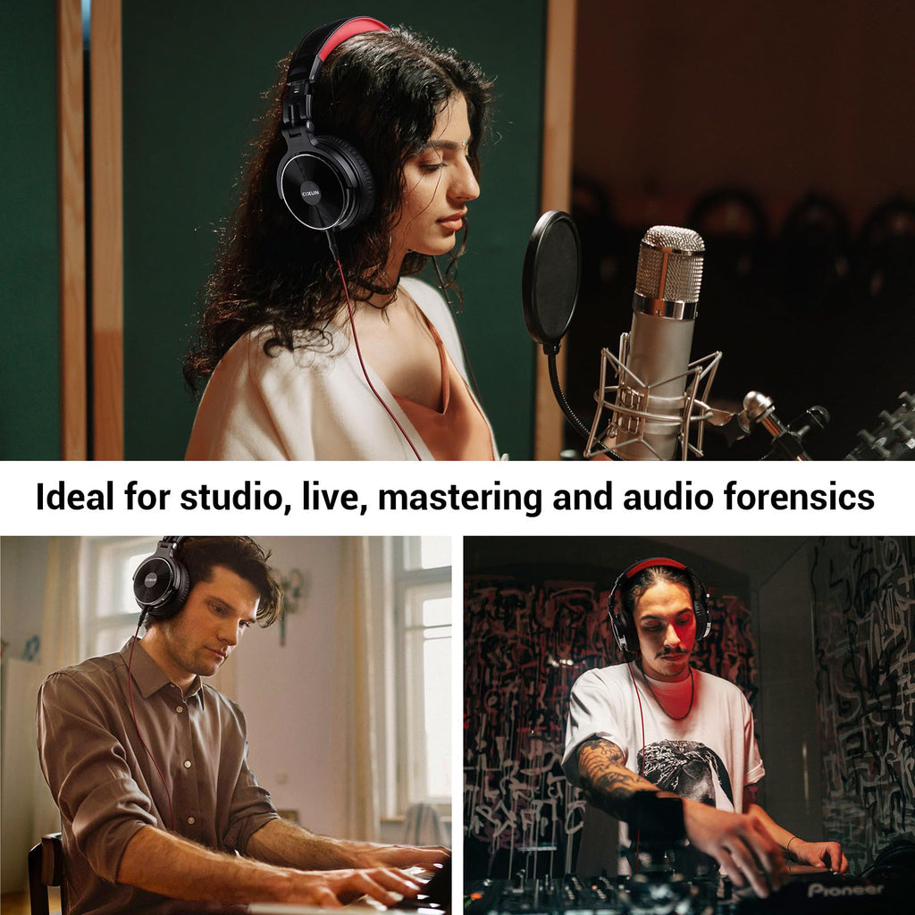 CIXUN Audio headphones Studio Monitor & Mixing DJ Headphones with 50mm Neodymium Drivers and 1/4 to 3.5mm Jack Headsets for cellular or mobile phones， Headsets for mobile telephones，Headsets for telephones