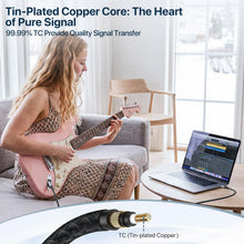 Load image into Gallery viewer, USB Guitar Cable 9.8F, Guitar 1/4 Inch TS to Computer USB C Interface Cable Adapter for Instruments Recording Singing, 32Bit/384Khz Mono Braided Shielding Cable Compatible with USBC Ports