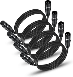 EBXYA XLR Cable 3 Ft 4 Pack, Premium XLR Male to Female Microphone Patch Cables 3 Pin Mic Cords DMX512 Lighting Cable Compatible with Speakers, Mixer, Stage Lighting