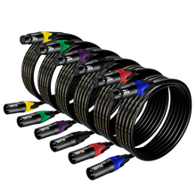 Load image into Gallery viewer, EBXYA XLR Cables, 3 Feet 2-Pack XLR to XLR Microphone Cable, 3-Pin Balanced XLR Speaker Cable, Male to Female Multi-Colored Mic Cord for Mic Mixer, Speaker Systems, Radio Station, Podcast, DMX