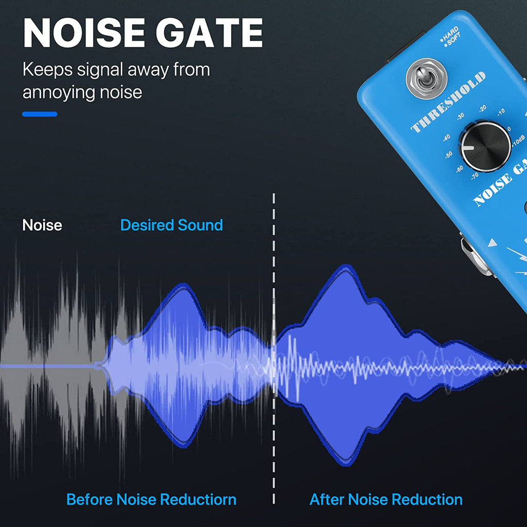 Noise Gate Pedal, EBXYA Guitar Pedal Noise Gate, Noise Suppressor Pedal 2 Modes, Guitar Pedal Noise Reduction, Noise Killer Effect Pedal Hum Eliminator for Electric Guitar and Bass with True Bypass