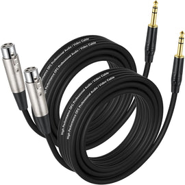 EBXYA 1/4'' to XLR Cable, 6.35mm TRS to XLR Female Microphone Cable, Balanced Mic XLR to Quarter Inch Patch Cord, 2 Packs, 6 Feet, Black