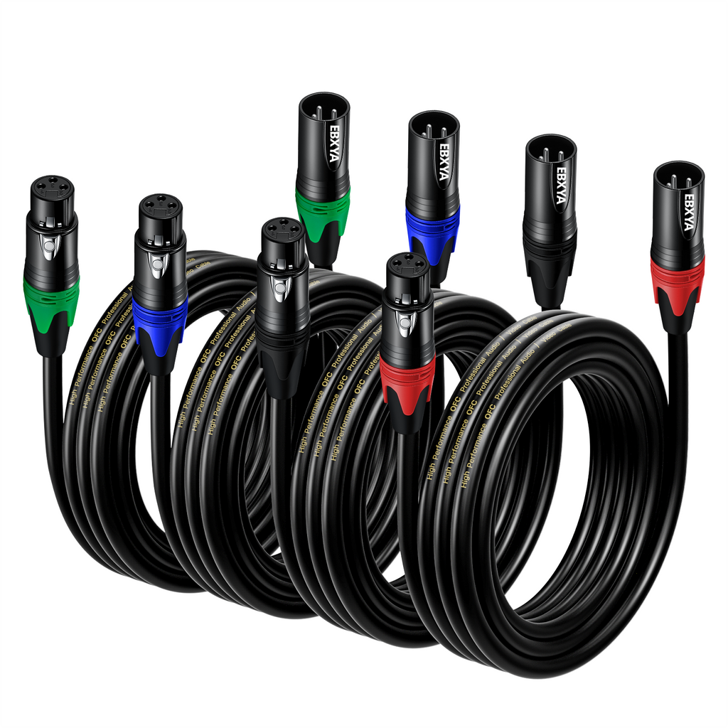 EBXYA XLR Cables, 3 Feet 2-Pack XLR to XLR Microphone Cable, 3-Pin Balanced XLR Speaker Cable, Male to Female Multi-Colored Mic Cord for Mic Mixer, Speaker Systems, Radio Station, Podcast, DMX