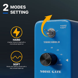 Noise Gate Pedal, EBXYA Guitar Pedal Noise Gate, Noise Suppressor Pedal 2 Modes, Guitar Pedal Noise Reduction, Noise Killer Effect Pedal Hum Eliminator for Electric Guitar and Bass with True Bypass