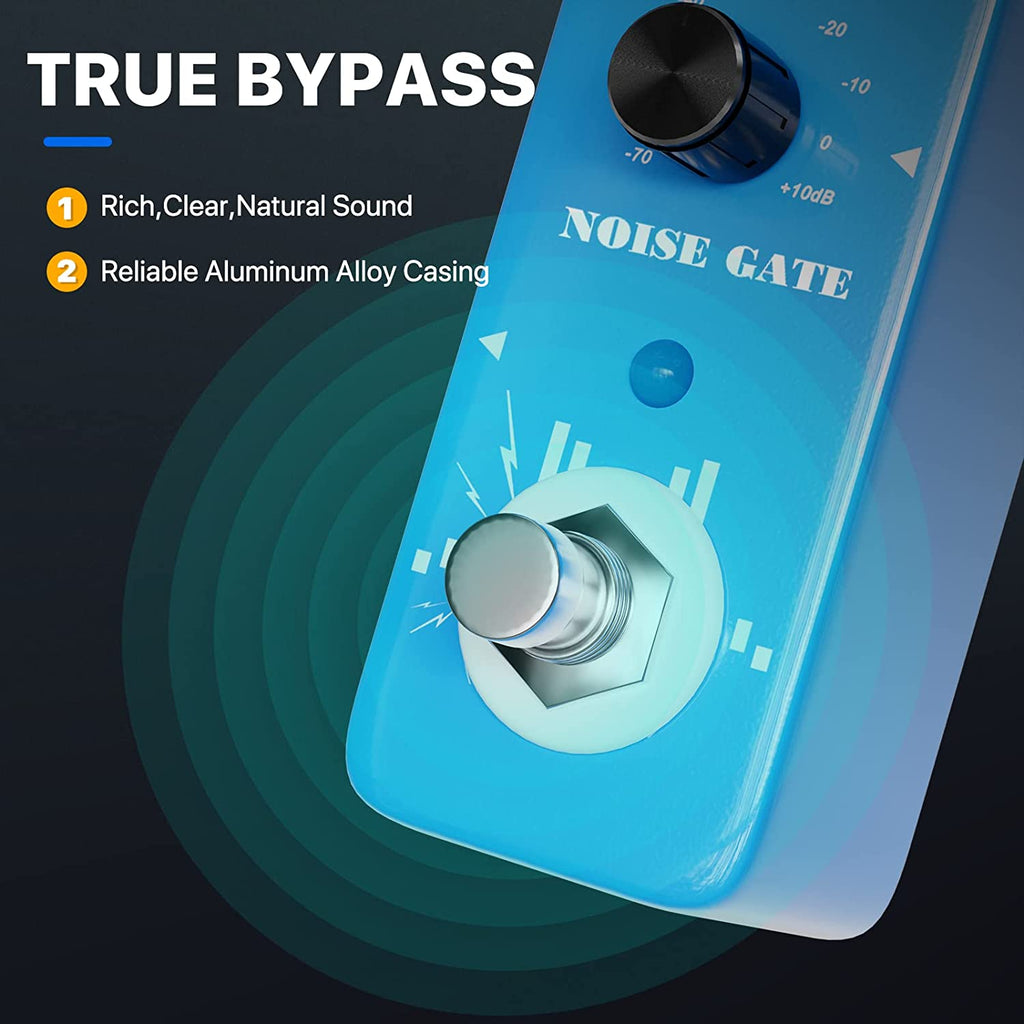 Noise Gate Pedal, EBXYA Guitar Pedal Noise Gate, Noise Suppressor Pedal 2 Modes, Guitar Pedal Noise Reduction, Noise Killer Effect Pedal Hum Eliminator for Electric Guitar and Bass with True Bypass