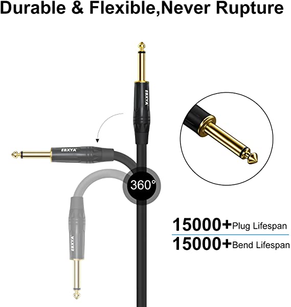 EBXYA XLR Male to 1/4 Inch TS Mono Unbalanced Cable 6 Ft 2 Packs