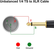 Load image into Gallery viewer, EBXYA XLR Male to 1/4 Inch TS Mono Unbalanced Cable 6 Ft 2 Packs