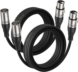 EBXYA XLR Microphone Cables 3ft 2 Packs- 3 Pins XLR Male to Female Mic Balanced Cable, Black