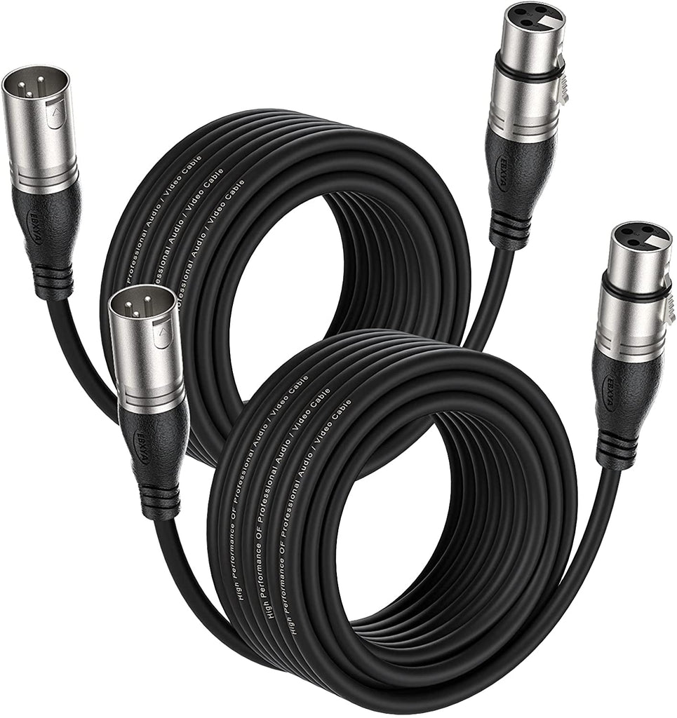 EBXYA XLR Microphone Cables 3ft 2 Packs- 3 Pins XLR Male to Female Mic Balanced Cable, Black