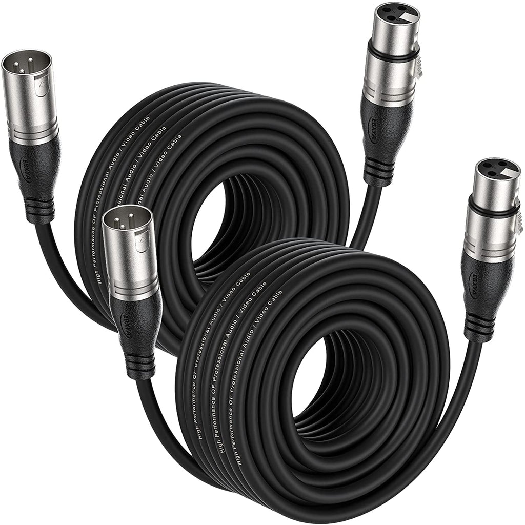 EBXYA XLR Microphone Cables 3ft 2 Packs- 3 Pins XLR Male to Female Mic Balanced Cable, Black