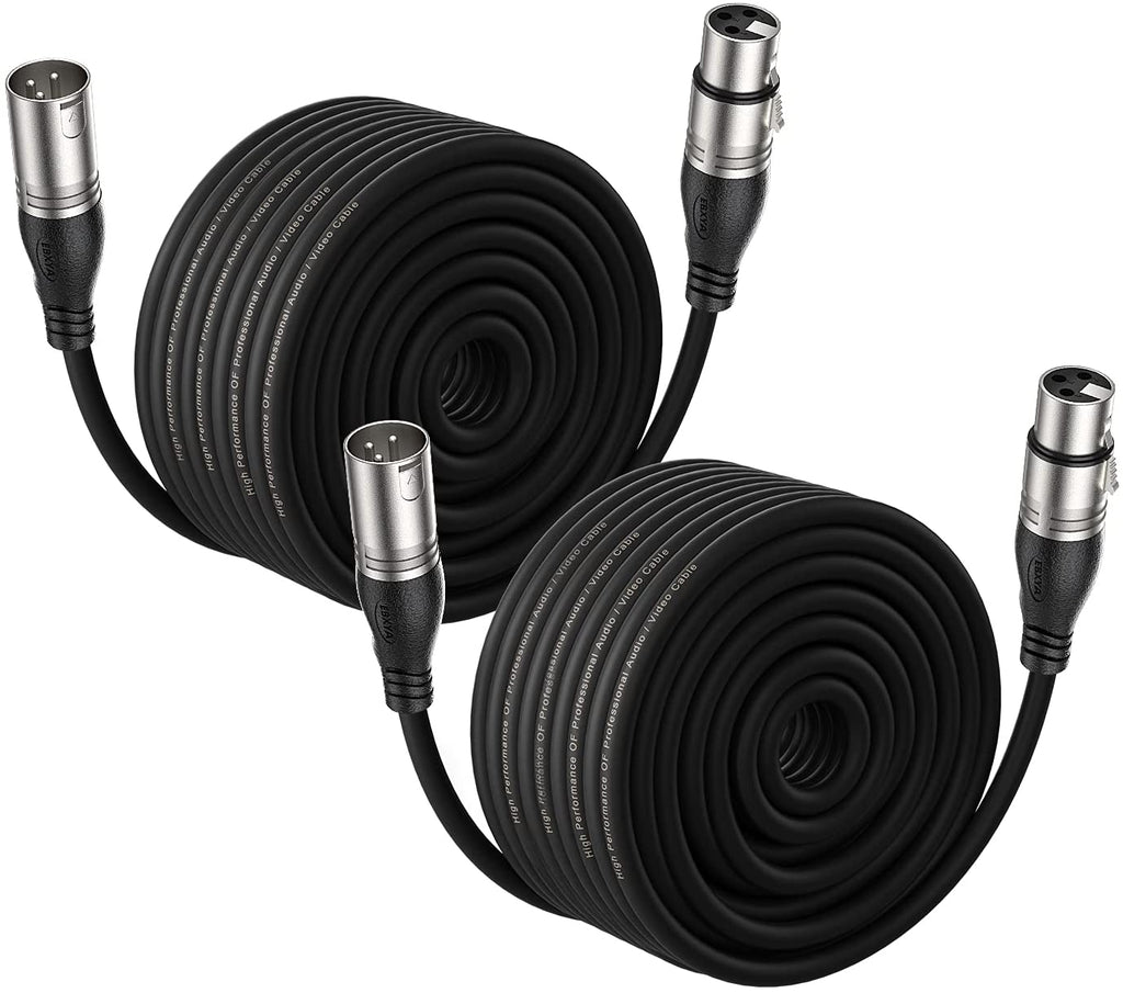 EBXYA XLR Microphone Cables 3ft 2 Packs- 3 Pins XLR Male to Female Mic Balanced Cable, Black