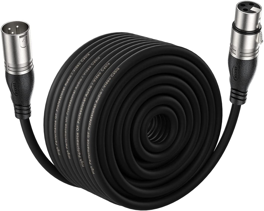 EBXYA XLR Microphone Cables 3ft 2 Packs- 3 Pins XLR Male to Female Mic Balanced Cable, Black