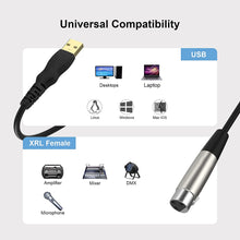 Load image into Gallery viewer, XLR to USB Cable, EBXYA 10 ft USB to XLR Microphone Cable 3 Pin XLR Female Cables Adapter with USB to Type-C Adapter Cord for Audio Recording Karaoke Live Podcast