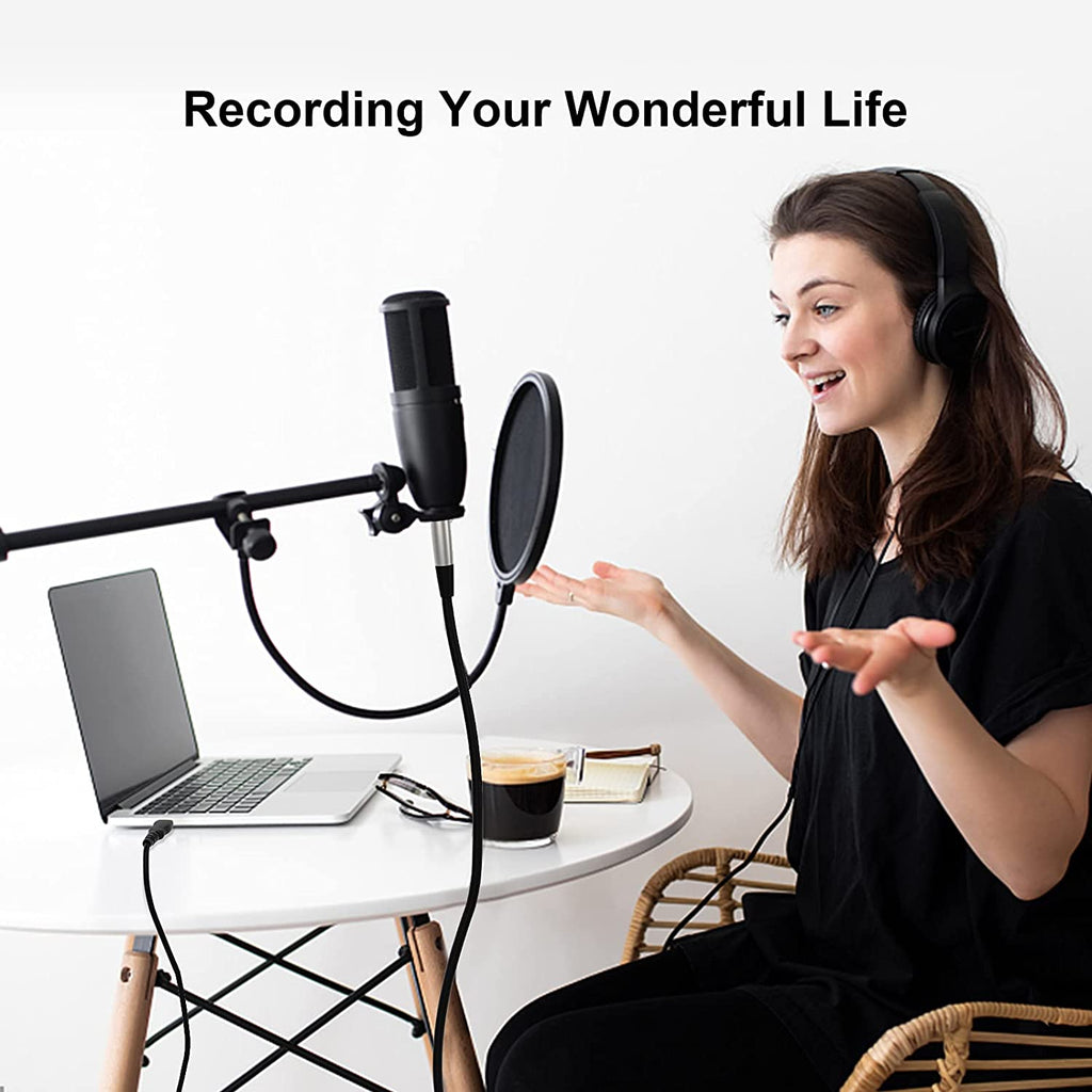 XLR to USB Cable, EBXYA 10 ft USB to XLR Microphone Cable 3 Pin XLR Female Cables Adapter with USB to Type-C Adapter Cord for Audio Recording Karaoke Live Podcast
