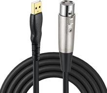Load image into Gallery viewer, XLR to USB Cable, EBXYA 10 ft USB to XLR Microphone Cable 3 Pin XLR Female Cables Adapter with USB to Type-C Adapter Cord for Audio Recording Karaoke Live Podcast