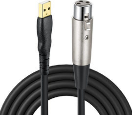 XLR to USB Cable, EBXYA 10 ft USB to XLR Microphone Cable 3 Pin XLR Female Cables Adapter with USB to Type-C Adapter Cord for Audio Recording Karaoke Live Podcast